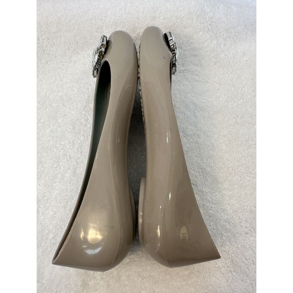 oka B Crystal Embellished Waterproof Jelly Ballet Flats Gray Size - Picture 8 of 10